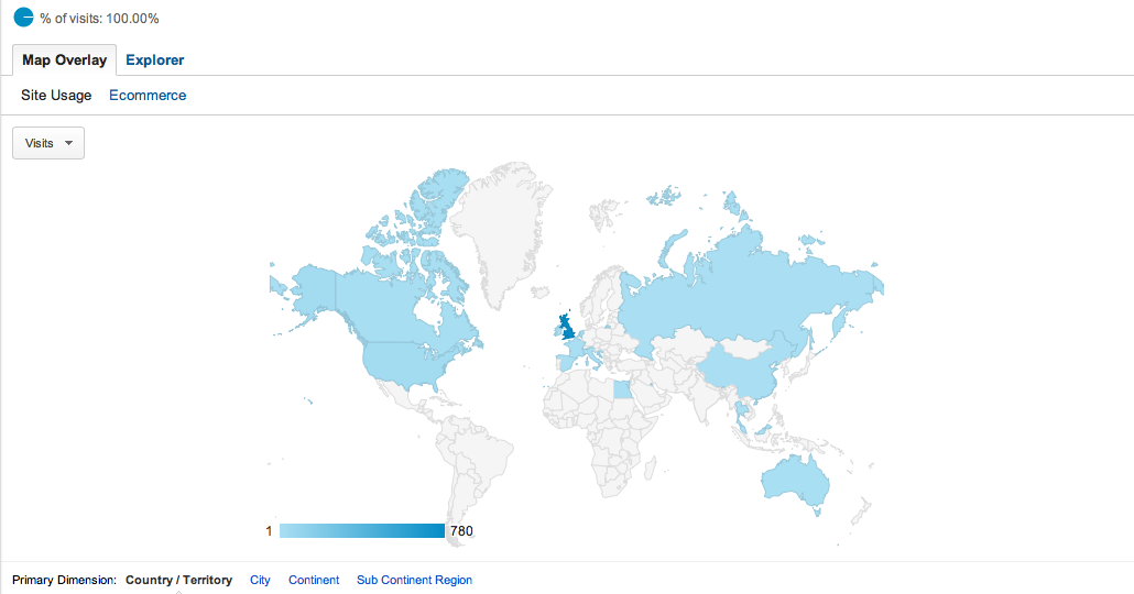 Blue = Countries ZC has reached. White = Countries ZC has yet to reach.