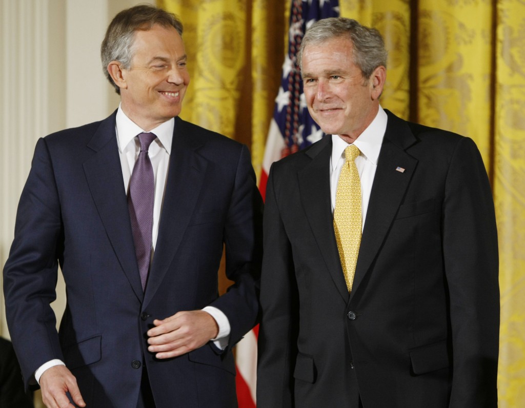Picture 3 Source: Associated Press/ Gerald Herbert. Caption: Amused by the absence of accountability: Ex-President George W. Bush and former British Prime Minister Tony Blair in the White House, Tuesday, Jan. 13, 2009.